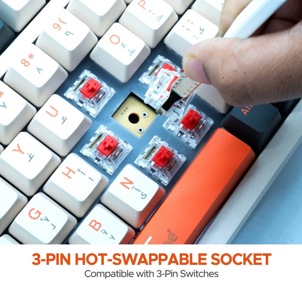 Clavier sans fil Arizone BK-035 2,4 GHz – Touches interchangeables – Batterie remplaçable – Nano-récepteur USB