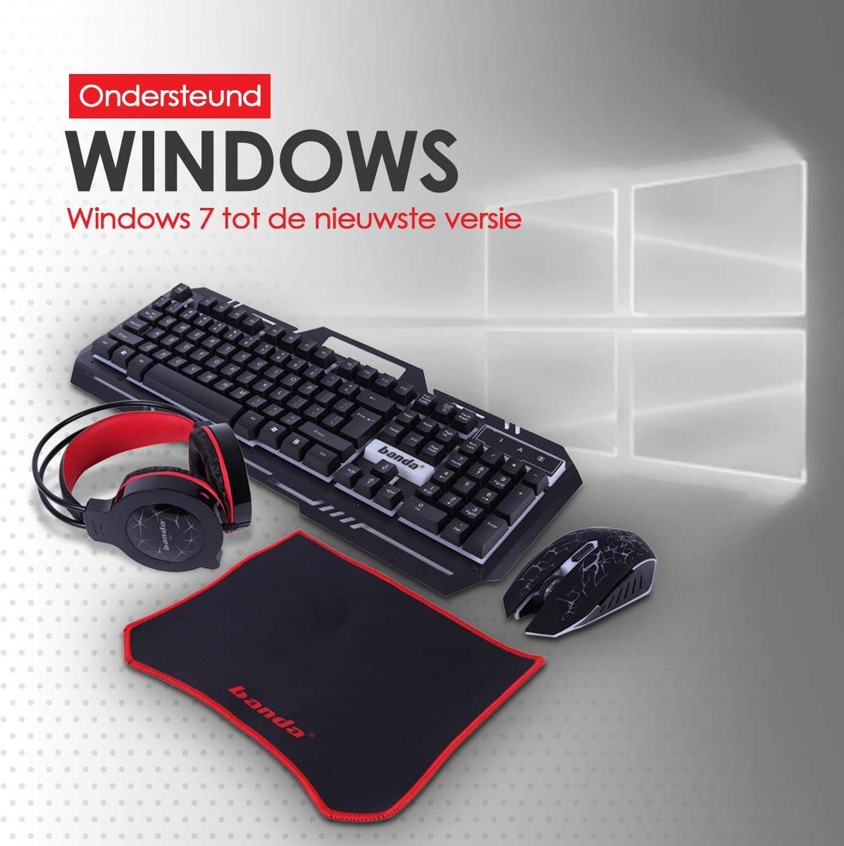 Ensemble Gamer BANDA G11 avec Clavier Souris Casque et Tapis souris